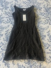 Amy Matto NY Wool Blend Black Textured Sleeveless Dress M USA Made Italy Fabric