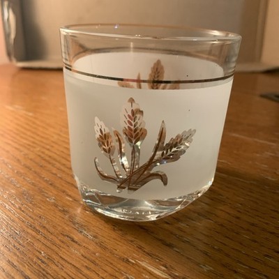 RARE Vintage DeValBor Italian Frosted Gold Whiskey Glass Replacement Cup Sh4