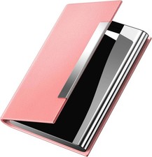 Business Card Holder, Professional PU Leather  Stainless Steel Multi Card Case
