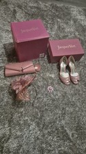 Jacques Vert Wedding Accessories - Pink  Shoes (size 4) Bag Fascinator and chain