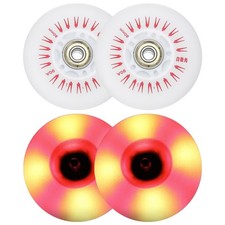 Light Up Inline Skate Wheels 80mm, 4Pcs LED Flashing Inline Roller Wheels 90A...