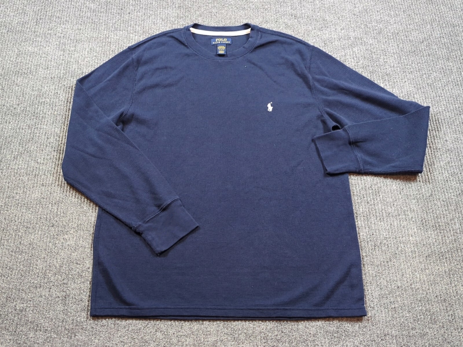Polo Ralph Lauren Camicia Uomo XL Blu Manica Lunga Logo Cotone Termico Pony
