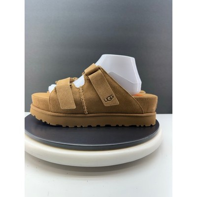 UGG Goldenstar Hi Slide Womens Size 11 Chesnut Suede Platform Slip On Sandals 