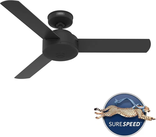 Hunter 44 Inch Indoor Ceiling Fan No Light - Black Modern Ceiling Fan without Li - Picture 2 of 12