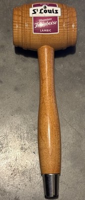 Vintage St Louis Premium Framboise Lambic Belgian Beer Ale Tap Knob Handle Wood