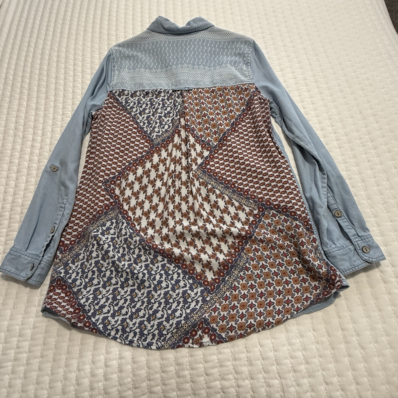 John Mark Blue Chambray With Boho Pattern Floral … - image 8