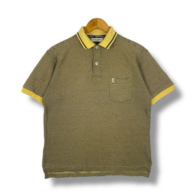 Vintage 90's YVES SAINT LAURENT Pour Homme Yellow Pocket Polo