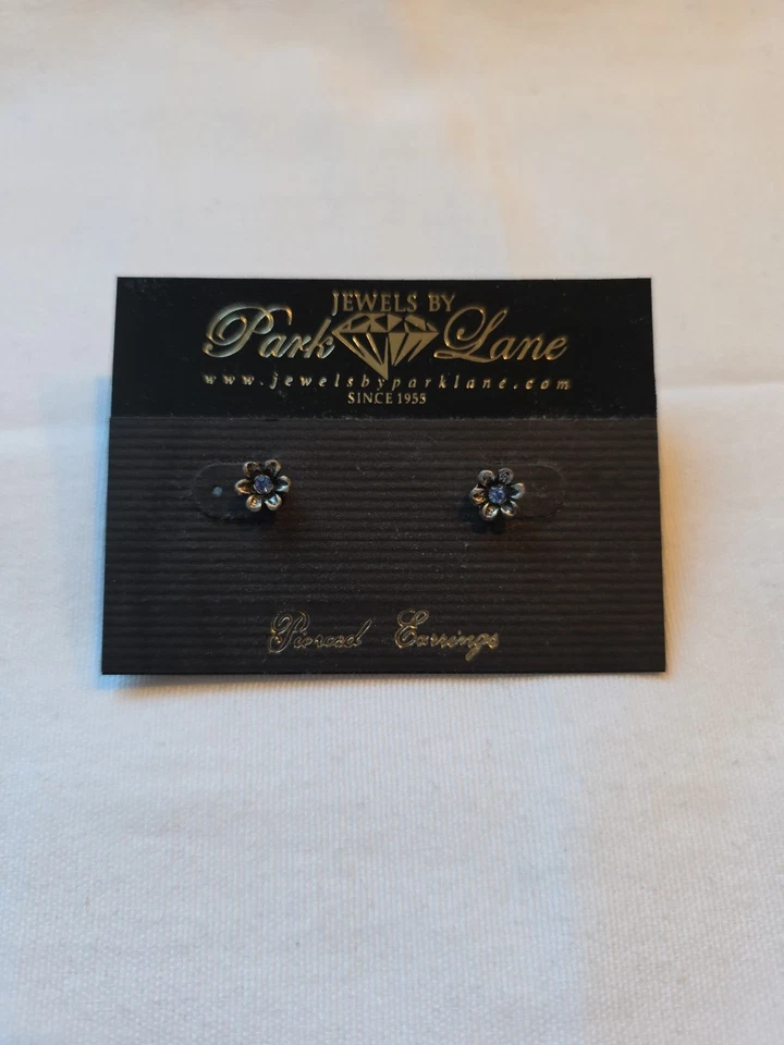 Pendientes Park Lane Jewels flores de plata con piedra azul Foto 2 de 3