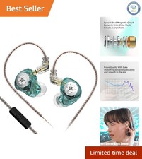 KZ In Ear Monitors with Mic - Dual Dynamic Drivers  Ergonomic Ear-hooks, Cyan