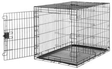 Amazon Basics Foldable Metal Wire Dog Crate w/ Tray, Single Door, 42"L, Black