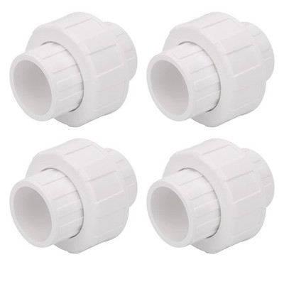 4Pcs 1'' PVC Union Coupling Pipe Fitting (Socket x Socket) 1Inch 1Inch, White
