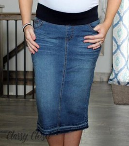 Maternity Stretch Denim Skirt Classy Closet Boutique Clothing Ebay