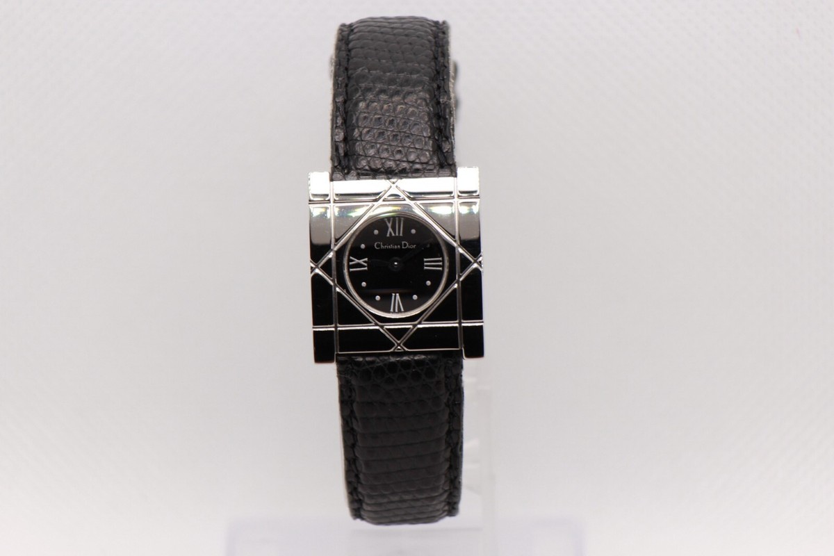 1着でも送料無料 D82-100 Dior Christian black watch(76918-29061) womens quartz silver 時計