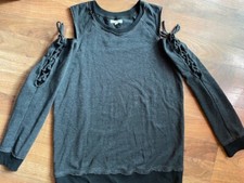 WOMENS SML MAURICES Open SHOULDER Tie SLEEVE BLACK LONG SLEEVE Top Shirt EUC