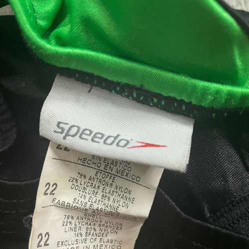 Speedo Girls One Piece Swim Suit Black Green Open Back Size 22 / 4 S - Picture 3 of 4