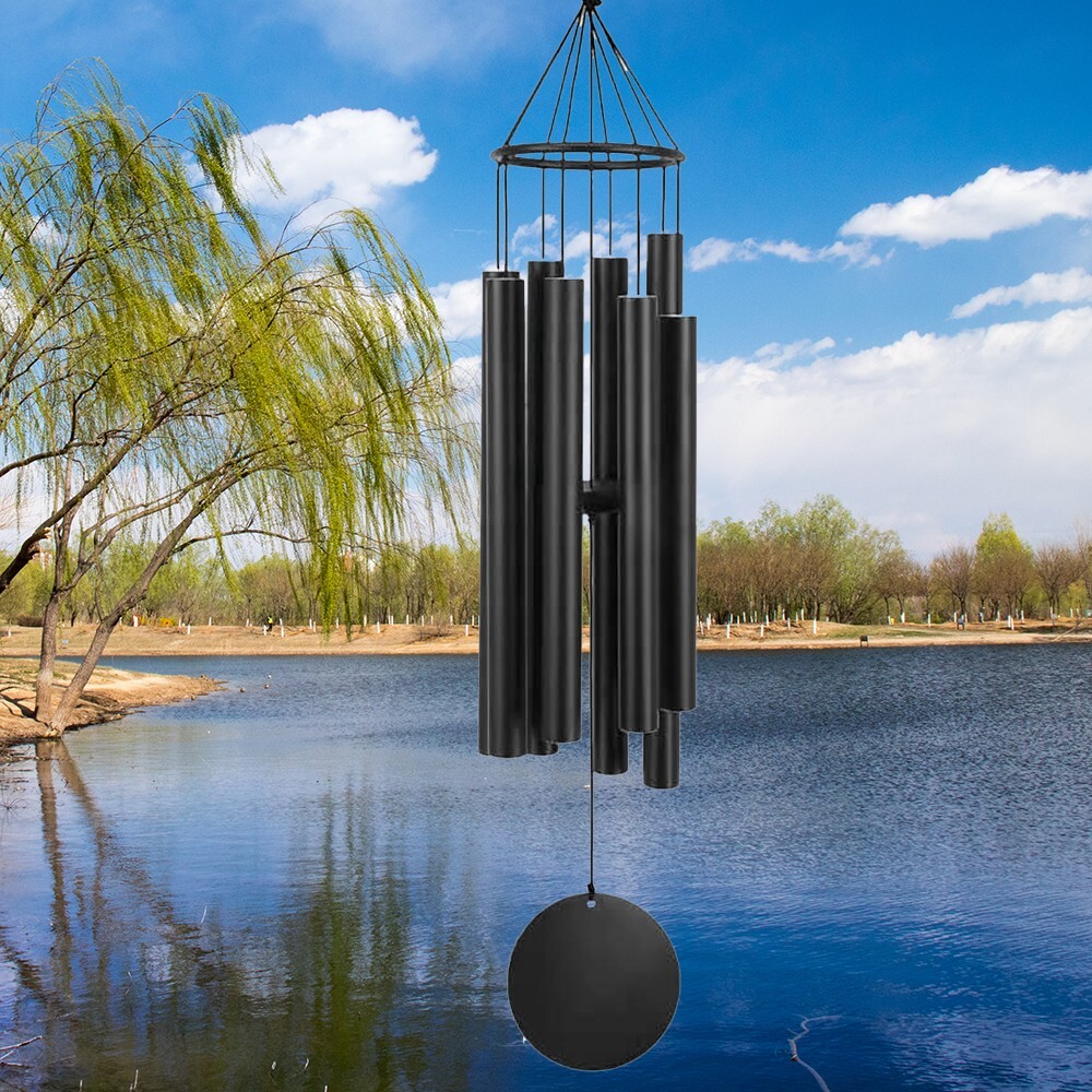 38in Long Wind Chimes 8 Tubes Copper Church Bell Outdoor Garden Decor Black