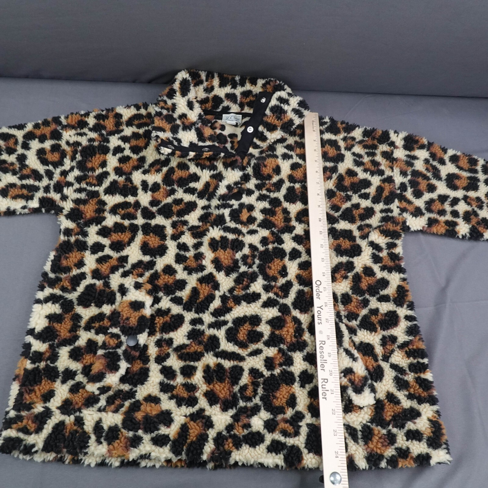 J Crew Womens Jacket Medium Leopard Print Sherpa … - image 10