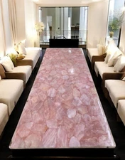 36"x72" Rose Quartz Dining Table Top Cosnole Bar Furniture For Hotel Desk Decors