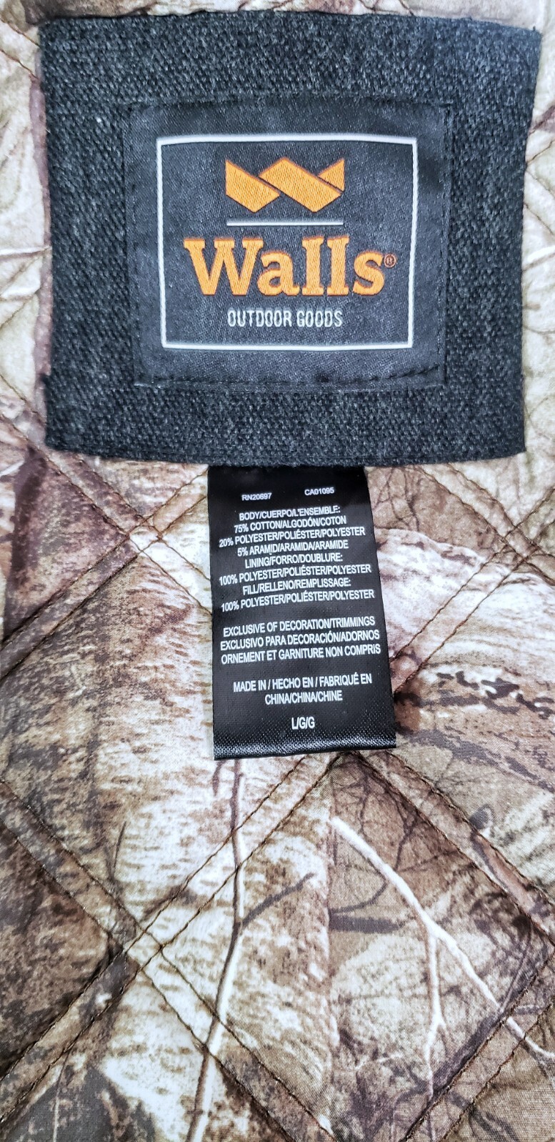 WALLS OUTDOOR GOODS LINED VEST REALTREE EDGE MENS SIZE LARGE eBay