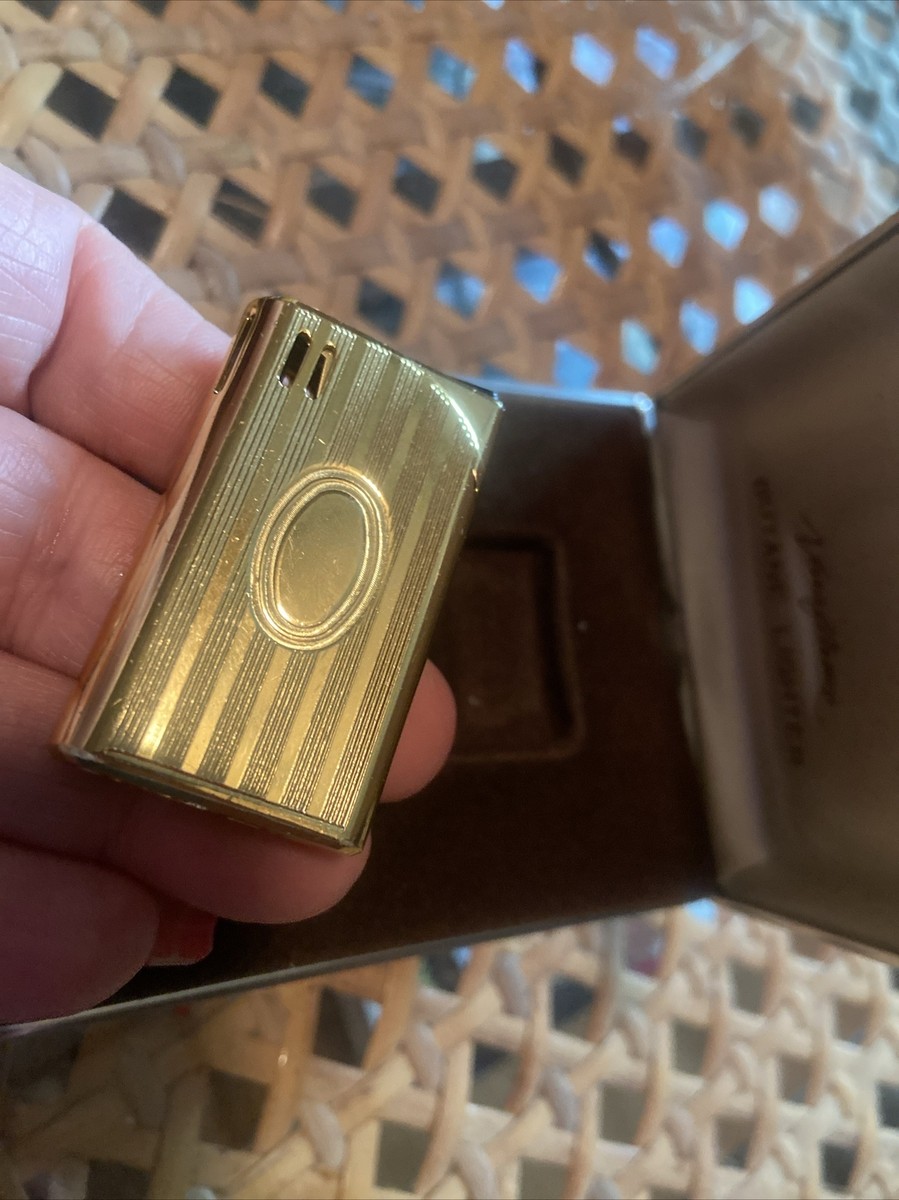 VTG Ronson Lighter Butane 57200 Gold Color Metal With Box
