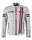 Mens Cafe Racer Vintage White Biker Red Black Stripes Real Leather ...