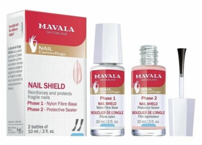 NIB Mavala Nail Shield 2 x 10ml Nylon Fiber Base & Protective Sealer