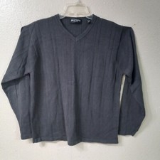 Brandini Le Collezioni Men Sz L Knit Sweater Pullover Gray Stretch Striped 3709