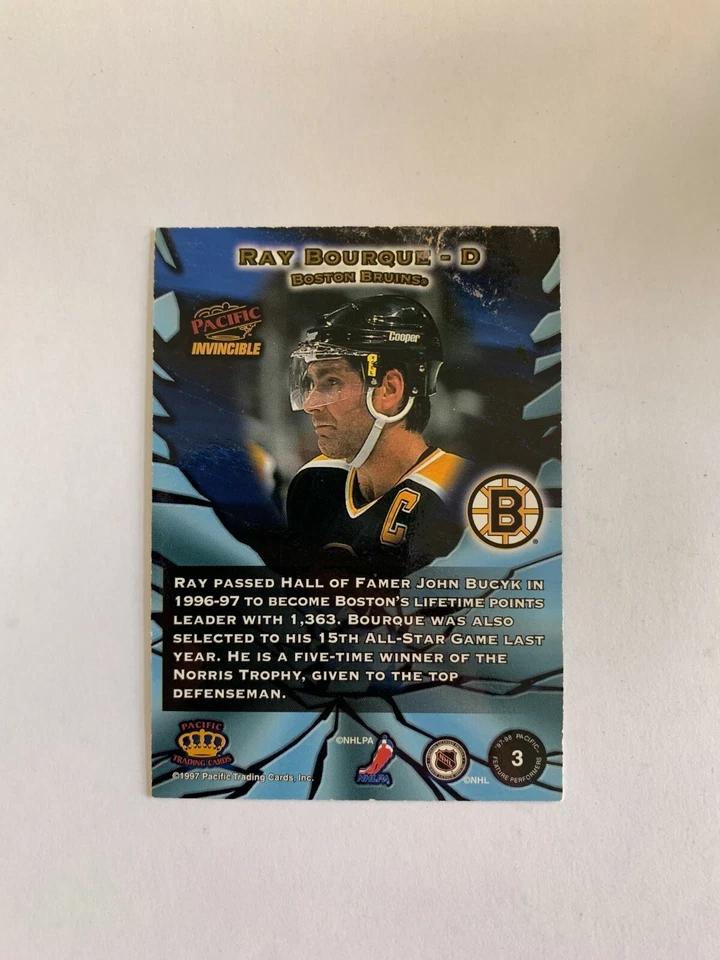 1997-98 Pacific Invincible Feature Performers #3 Ray Bourque - Boston Bruins - Image 2 of 2