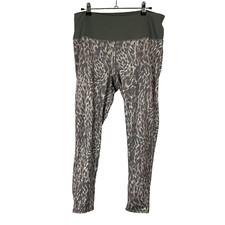 Z by Zella Womens Animal Print Leggings Large Gray Tan Yoga Workout Athletic