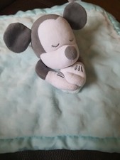 Disney Store Baby Mickey Mouse Blue Embossed Stars Security Blanket Plush Lovey