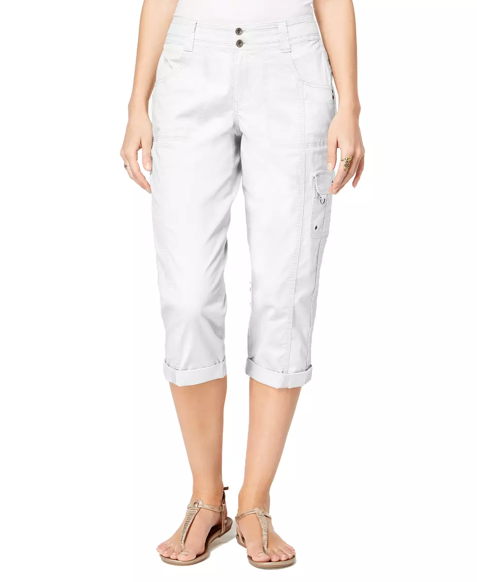 White cargo capri pants sale