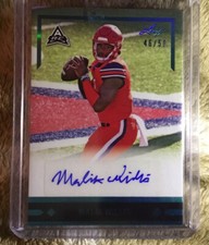 Malik Willis Auto 2021 Leaf Memories Blue Football Card Autograph Rookie #46/50