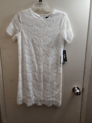 LULUS Dress Floral Lace Shift Take Me to Brunch Sheer Short Sleeve Size XS NWT
