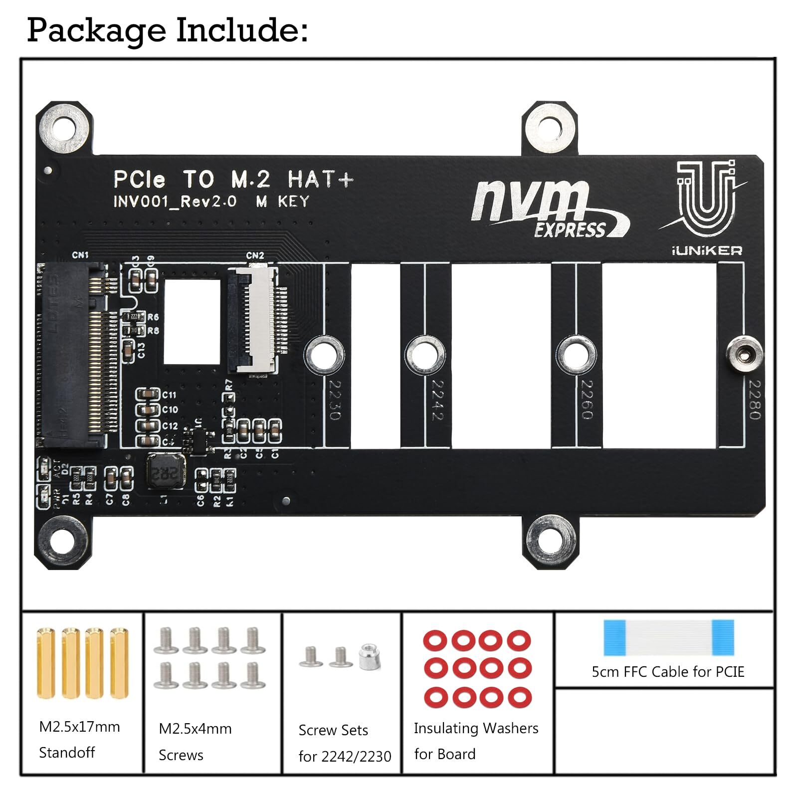 PCIe M.2 HAT+ for Raspberry Pi 5 Pi 5 NVMe SSD PIP PCIe Pimoroni Peripheral B...