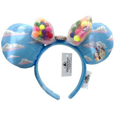 DisneyPark UP Grape Soda Cap Balloons Rare Minnie Ears Mickey Mouse Bow Headband