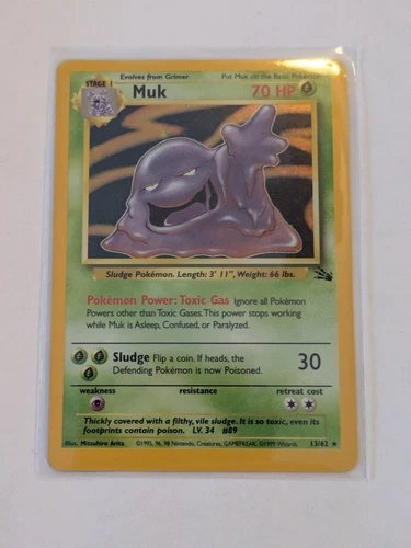 Muk 13/62 HOLO RARE Pokemon Fossil Unlimited - Off Center Possible Miscut. 