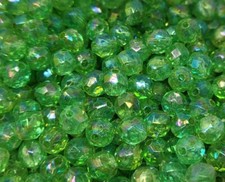 500 Pcs 8mm Iridescent AB Green Round Crystal Faceted Plastic Craft Beads
