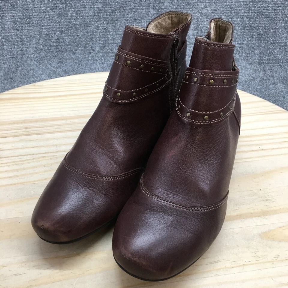 Botas Taos Femininas 10 Ultimo Ankle Bootie Borgonha Zíper Lateral cravejado bloco casual - Imagem 3 de 4