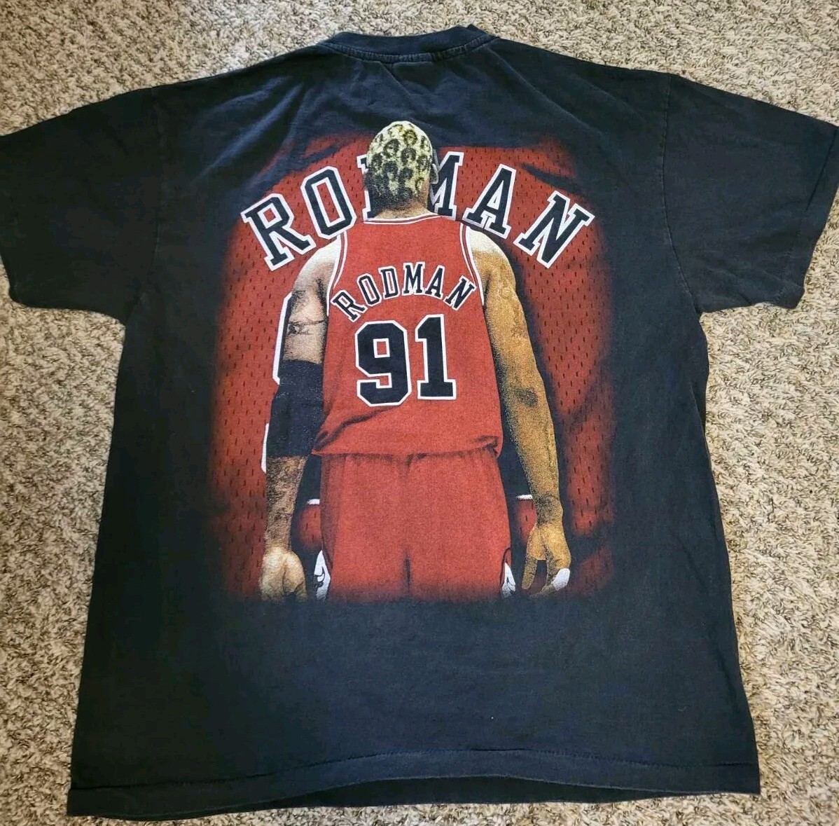 Vintage Dennis Rodman Stats Shirt XL Single Stitch REPRINT