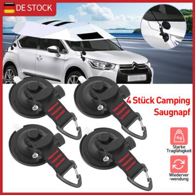 4X Saugnäpfe Anker Saughaken Extra Stark bis 40KG Saugnapf Camping Set  Auto DE