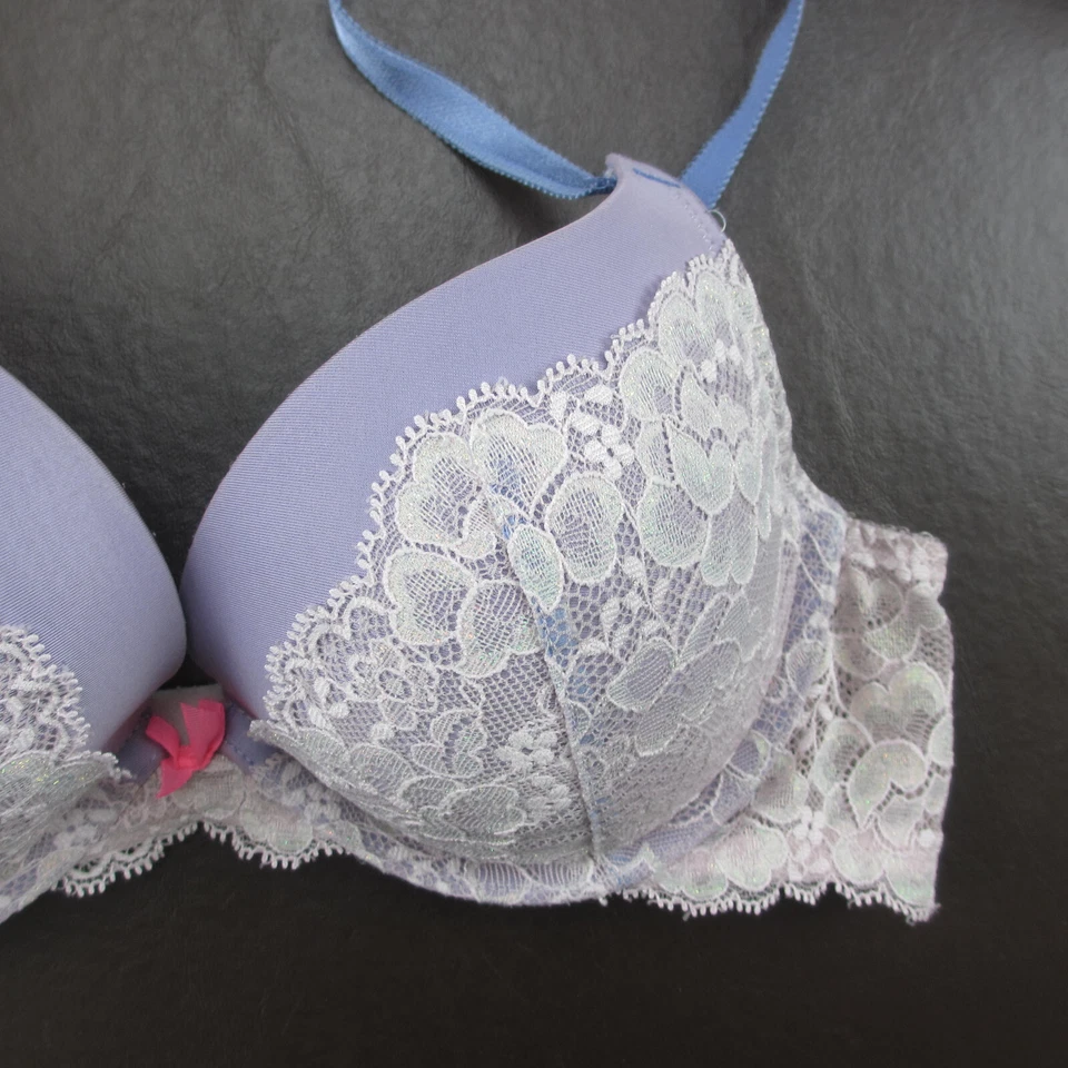 Sujetador Victoria's Secret 34C Púrpura Encaje Acolchado Con Aros Cierre Ajustable Espalda Foto 4 de 4