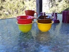 Set 4 BOUILLON chocolate scarlet daffodil lemongrass FIESTA 6 3/4 OZ  NEW