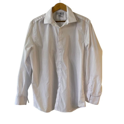 Camisa de vestir blanca Beverly Hills Polo Club 17-17.5 XL para hombre con botones manga larga - Imagen 1 de 9