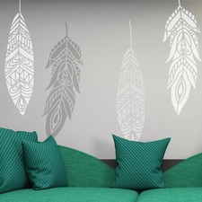 Deko Federn gro&szlig;e Schablone Chahta, wiederverwendbare ethnische Schablonen f&uuml;r Zuhause DIY