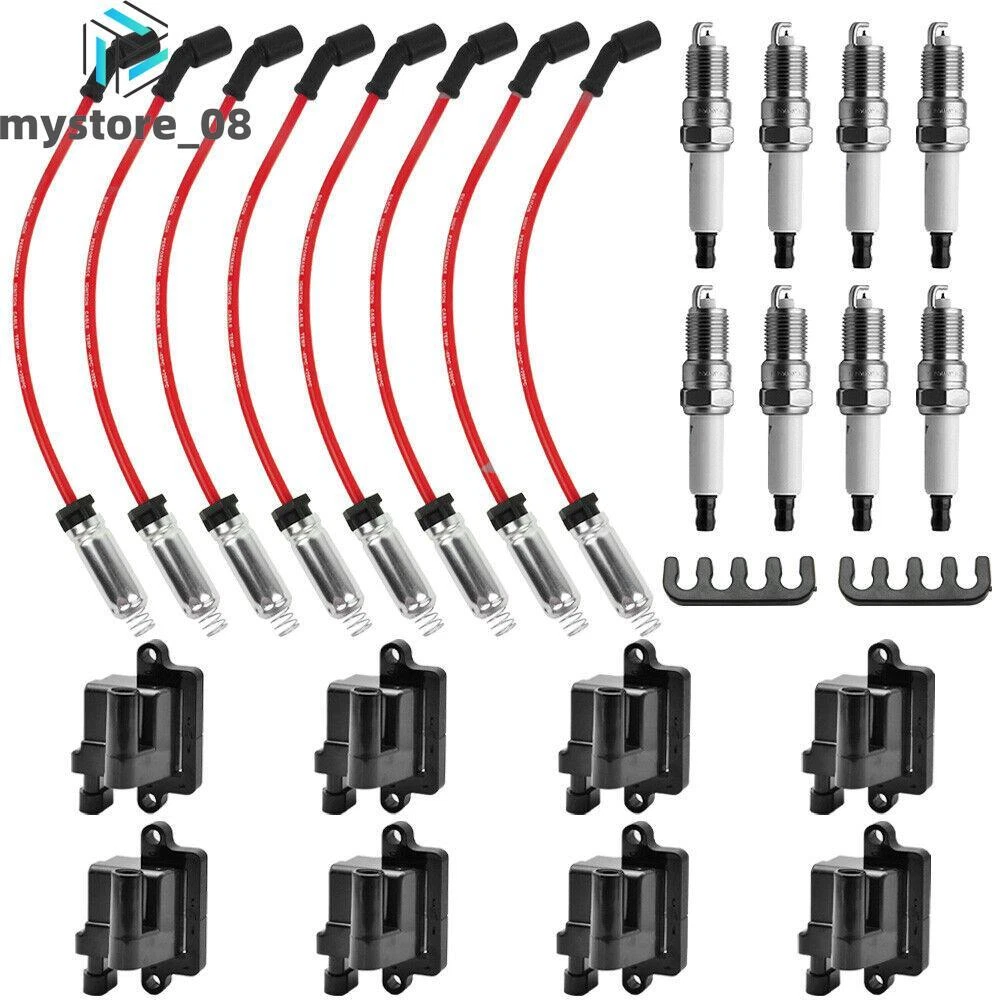 8 Pack Square Ignition Coil Spark Plug Wire For Chevy GMC 4.8L 5.3L 6.0L 8.1L