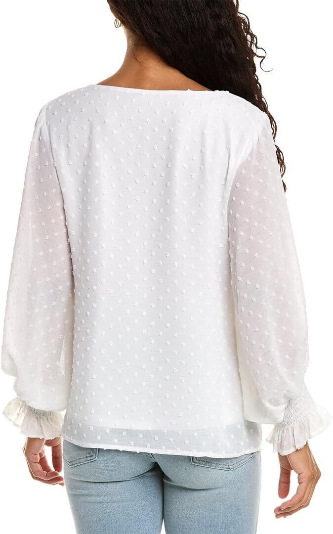 ヴィンスカムート Vince Camuto Long Sleeve Keyhole Front Crinkle Clip Dot Blouse レディ Women's Vince Camuto Long Sleeve Keyhole Front Crinkle Clip