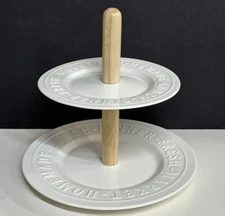 2 Tier Serving Tidbit Tray Porcelain Wood Bread + Butter Australia Farmhouse