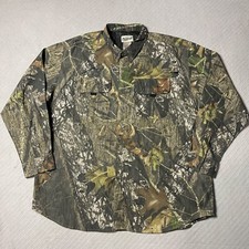 Mossy Oak Shirt Mens 2XL Green Camo Field Staff Hunting Fishing Outdoor Camping
