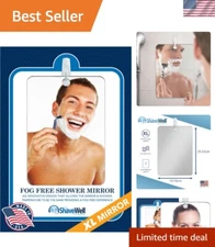 XL Anti-Fog Shower Mirror - Handheld, Fogless, Secure Adhesive Hook Included