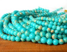 PICK 15" 4mm 6mm 8mm 10mm 12mm Round Aqua Blue Syntetic Impression Jasper Beads
